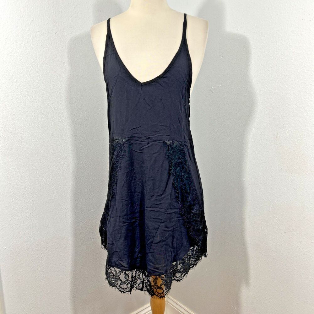 Free People Slip Dress Womens XS P Black Mini Eyelash  Feminine Whimsigoth Y2K‎